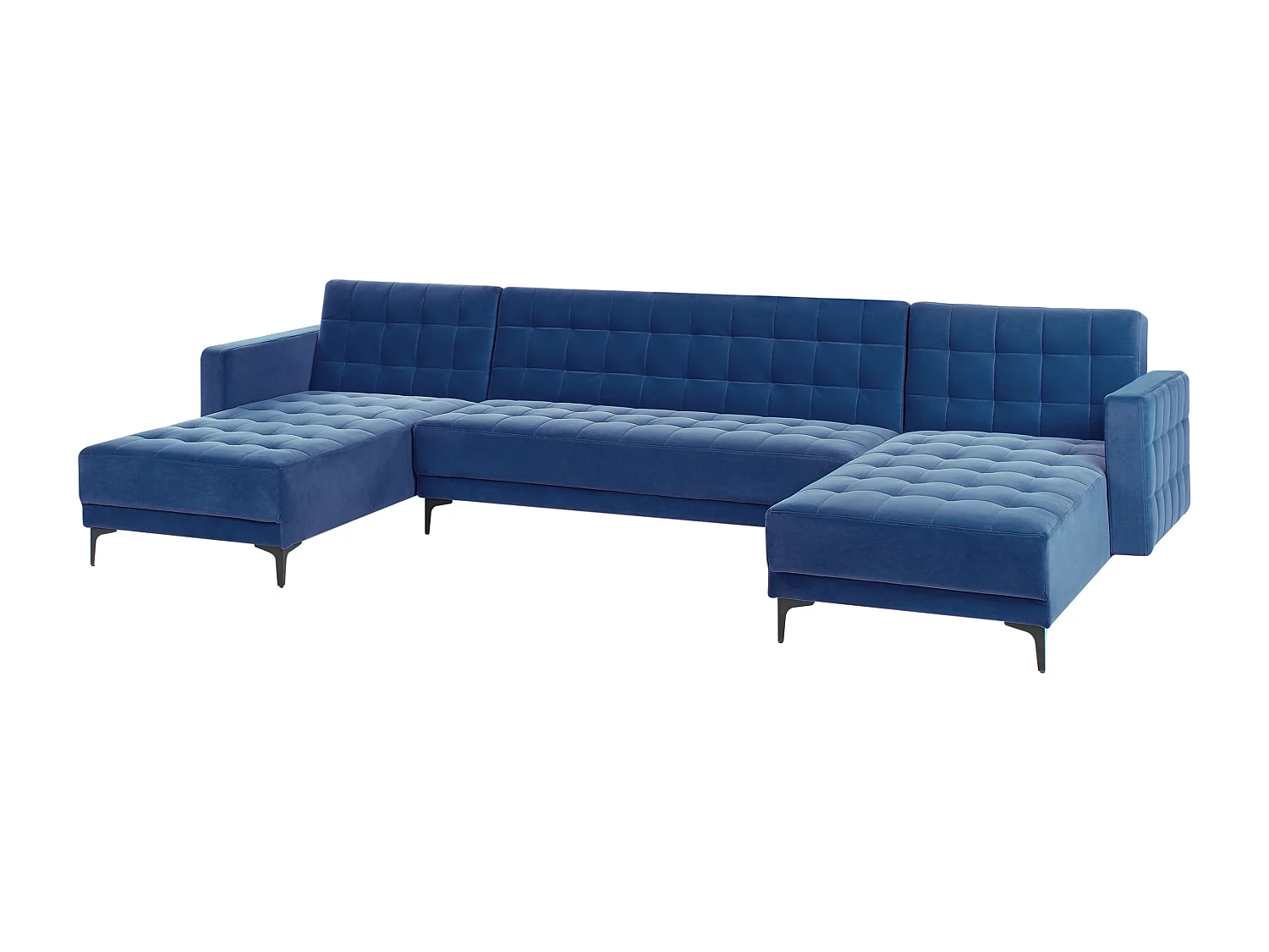 5-Sitzer Schlafsofa U-förmig Samt blau gesteppt mit Armlehnen modern Aberdeen