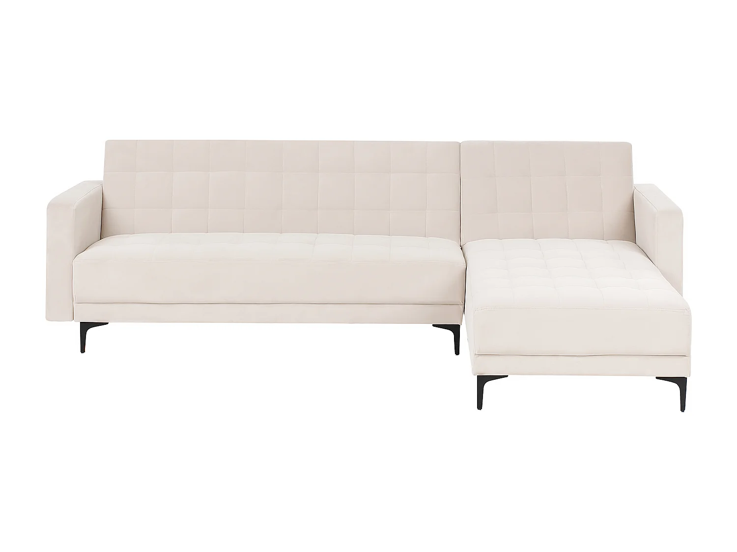 Sofá-cama de canto modular ABERDEEN Veludo Creme claro 4 lugares à esquerda