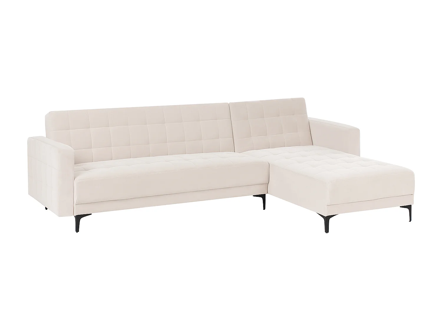 Sofá-cama de canto modular ABERDEEN Veludo Creme claro 4 lugares à esquerda