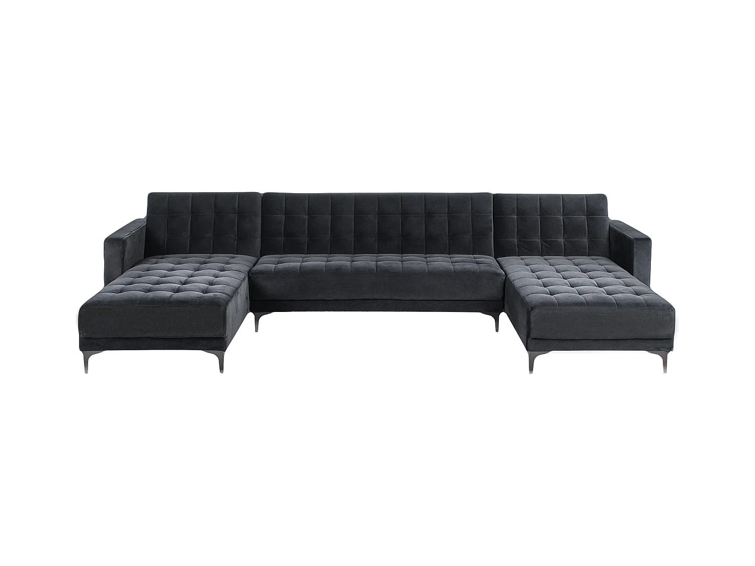 Canapé-lit modulable en forme de U 5 places ABERDEEN Velours Noir