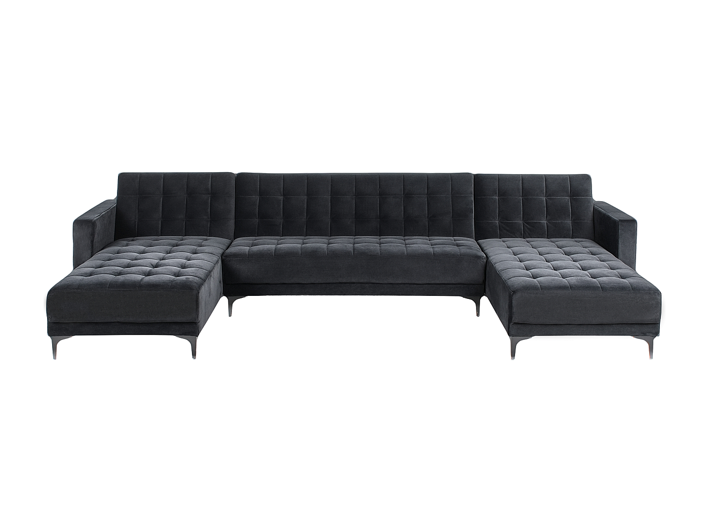 Canapé-lit modulable en forme de U ABERDEEN Velours Noir 5 places