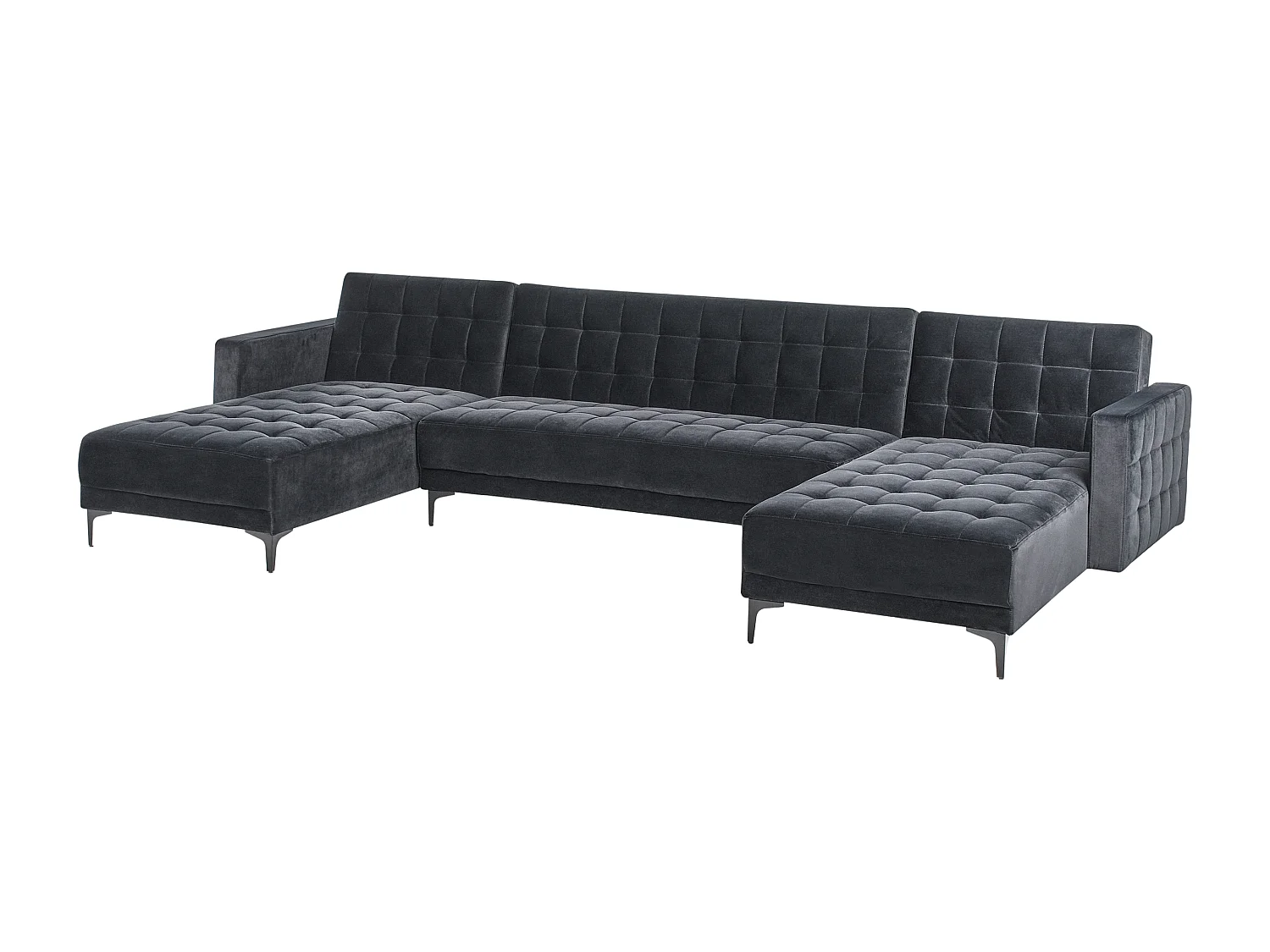 Modulaire U-vormige slaapbank ABERDEEN Fluweel Zwart 5-zitter