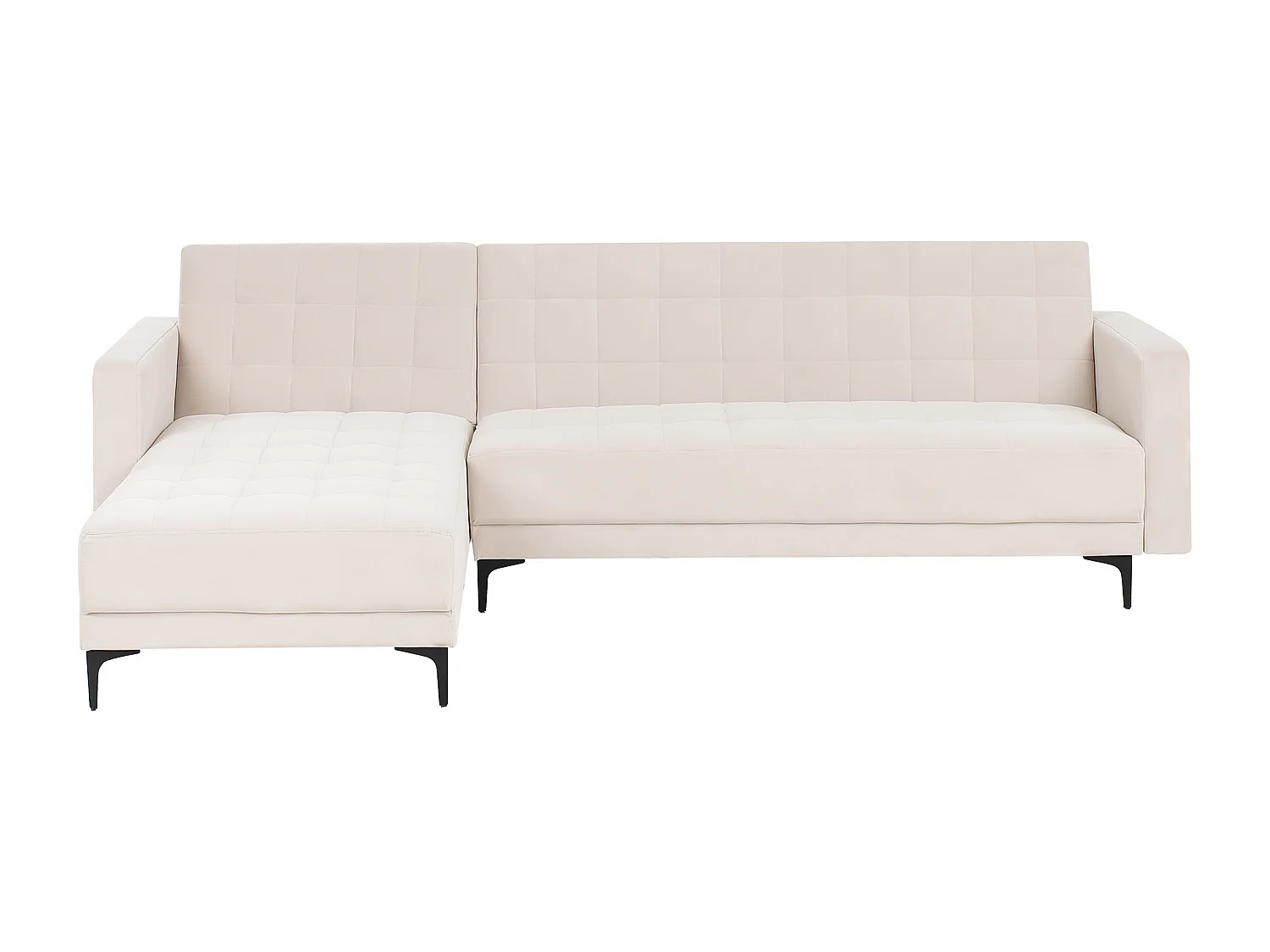 Canapé-Lit d'Angle à gauche 4 Places Dossier Réglable en Velours Beige Clair Aberdeen