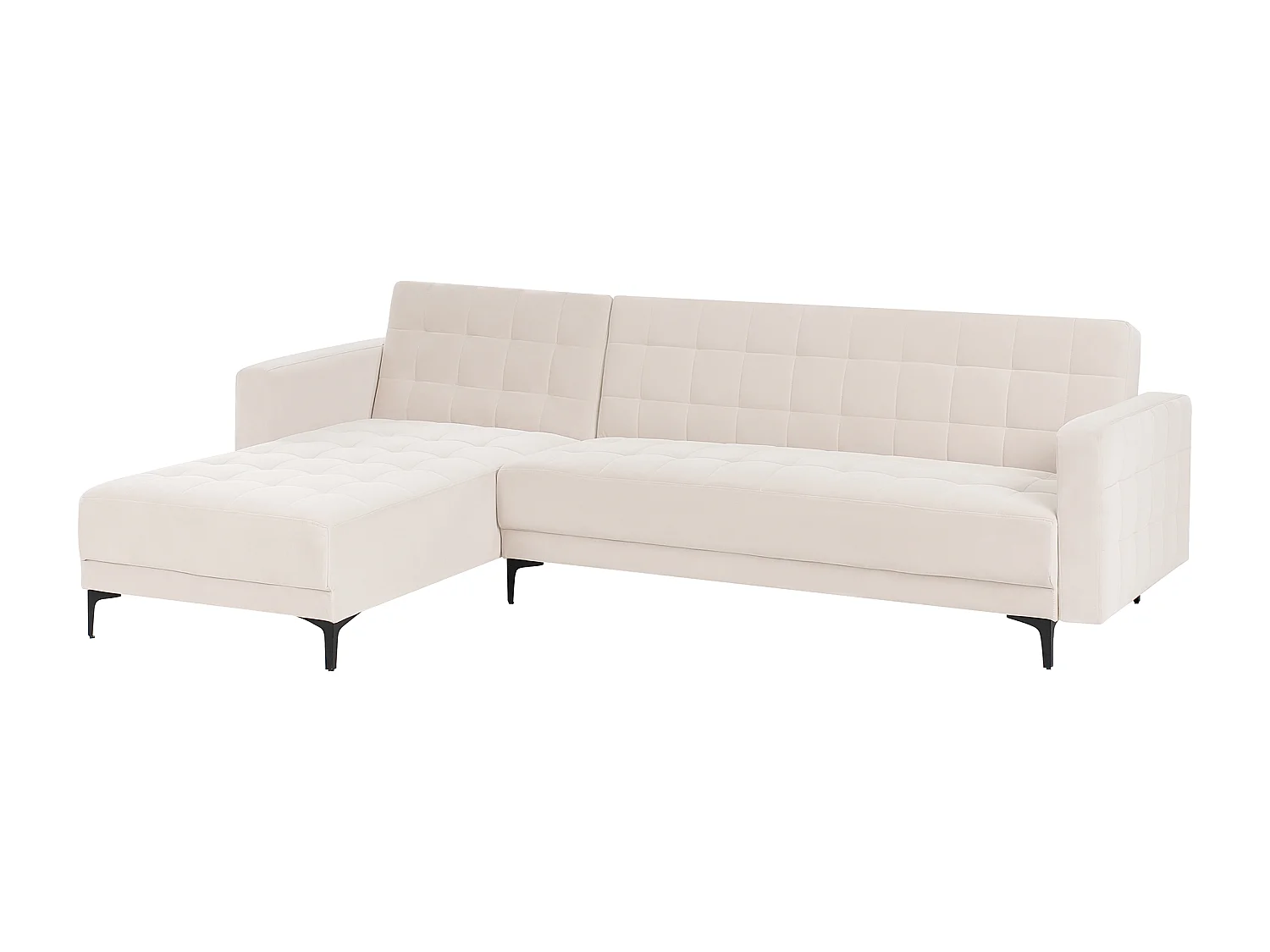 Canapé-Lit d'Angle à gauche 4 Places Dossier Réglable en Velours Beige Clair Aberdeen