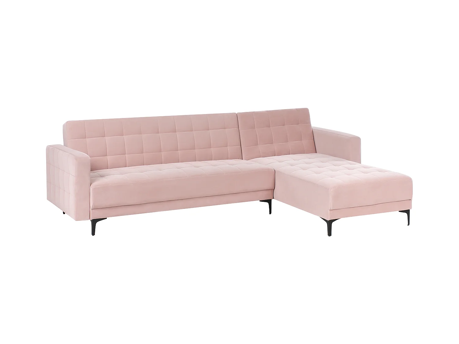 Canapé-Lit d'Angle à droite 4 Places Dossier Réglable en Velours Rose Pastel Aberdeen