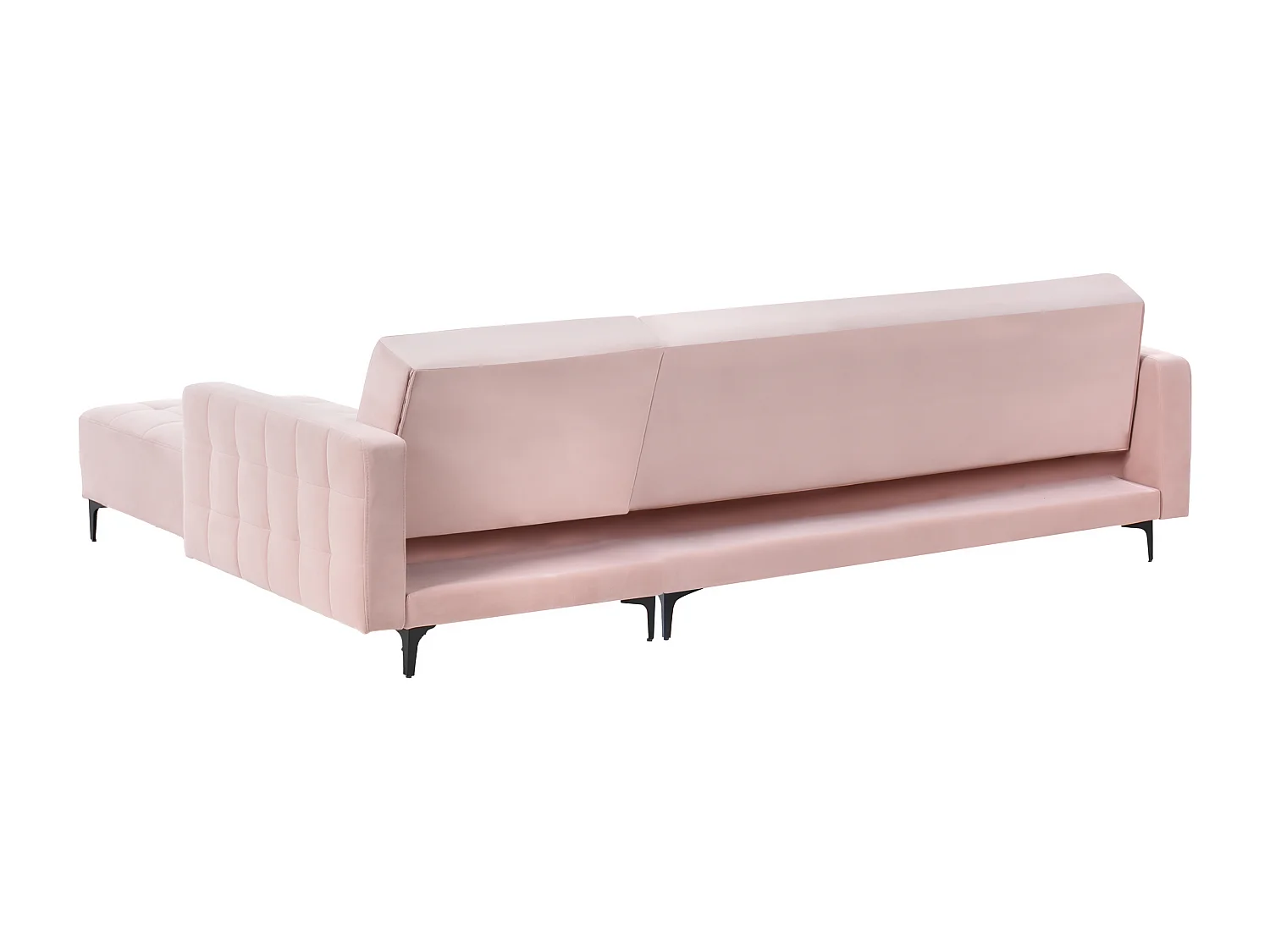 Divano letto angolare modulare ABERDEEN Velluto Rosa pastello 4 posti Lato Sinistro
