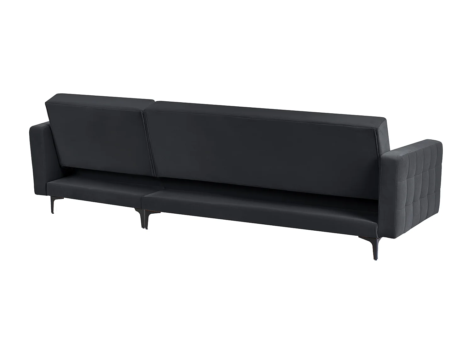 Canapé-Lit d'Angle à droite 4 Places Dossier Réglable en Velours Noir Aberdeen