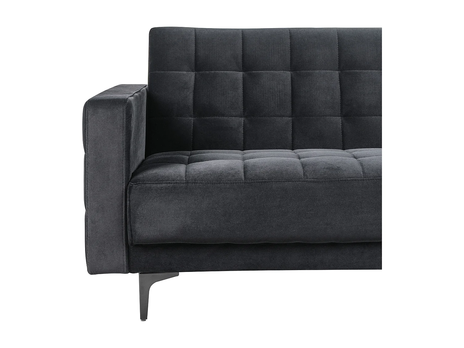 Canapé-Lit d'Angle à droite 4 Places Dossier Réglable en Velours Noir Aberdeen