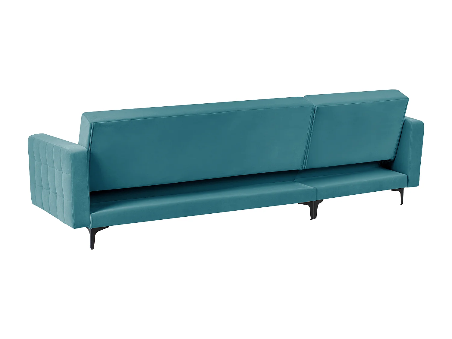 4-Sitzer Eckschlafsofa L-förmig rechts Samt see blau gesteppt Aberdeen