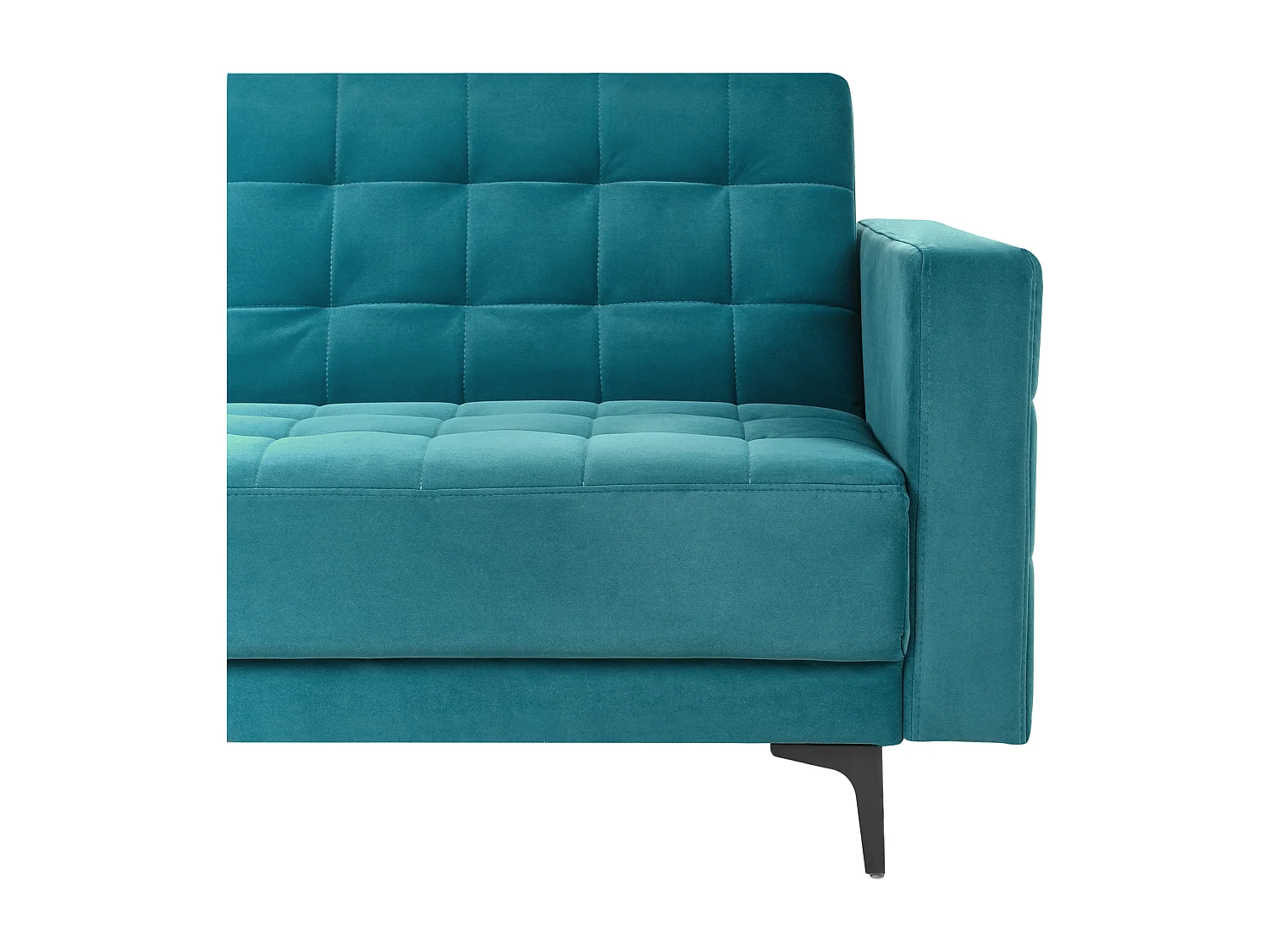 4-Sitzer Eckschlafsofa L-förmig rechts Samt see blau gesteppt Aberdeen