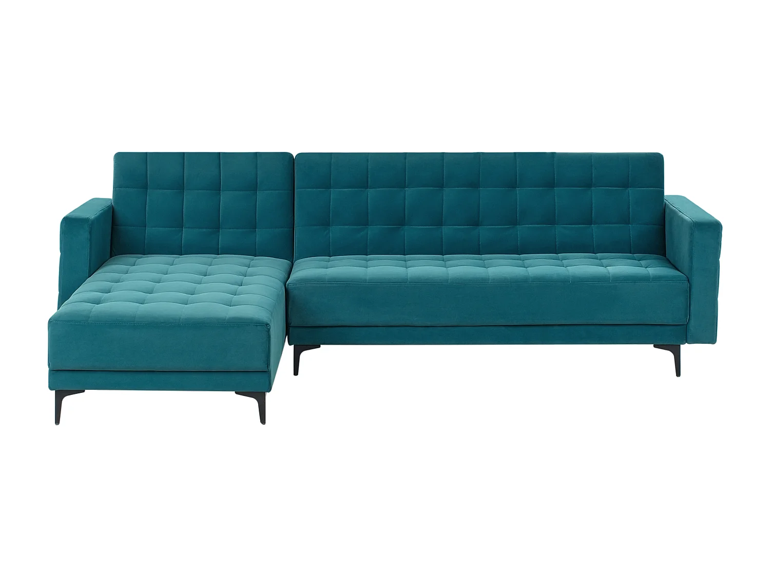 4-Sitzer Eckschlafsofa L-förmig rechts Samt see blau gesteppt Aberdeen