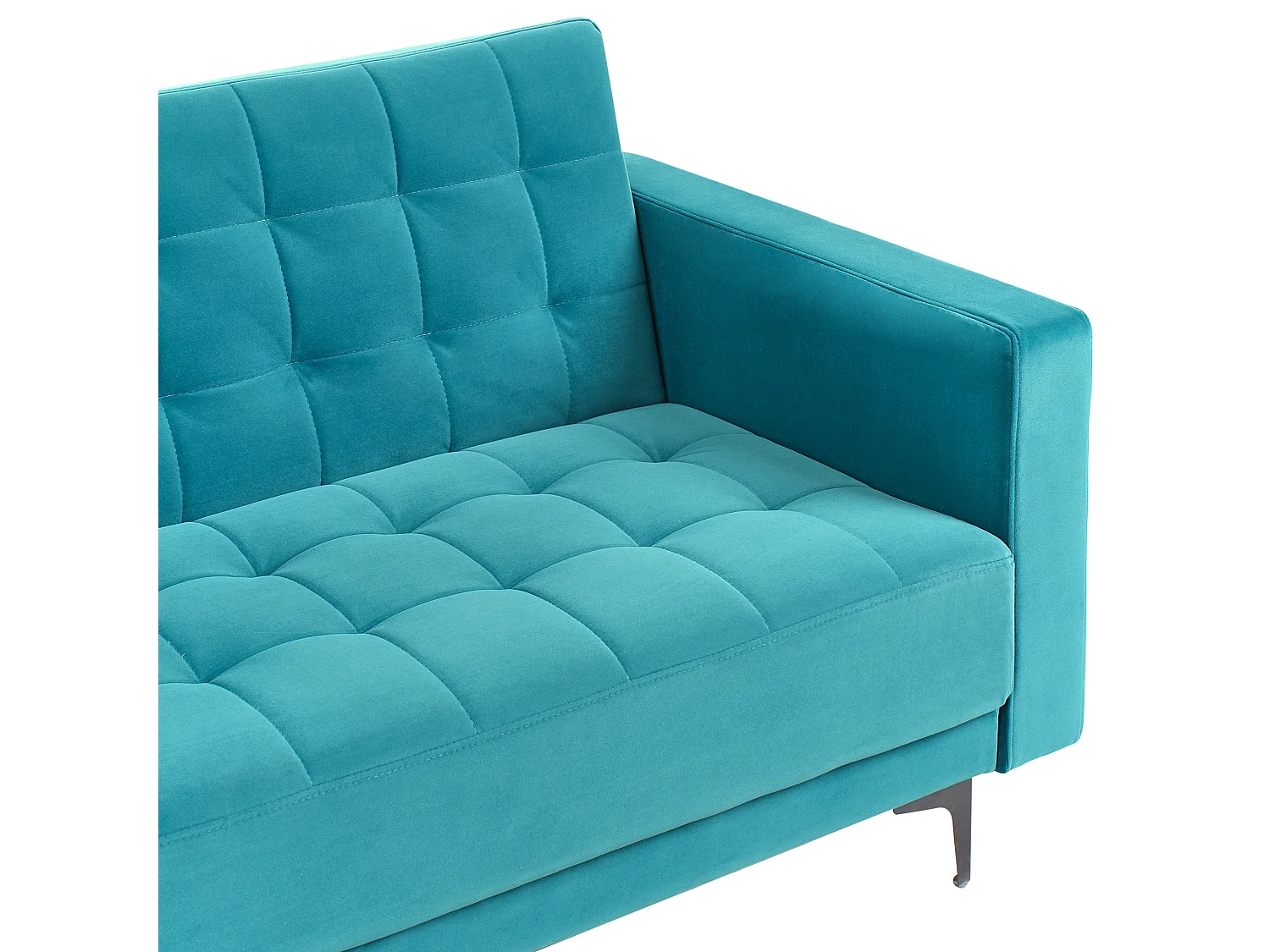 4-Sitzer Eckschlafsofa L-förmig rechts Samt see blau gesteppt Aberdeen