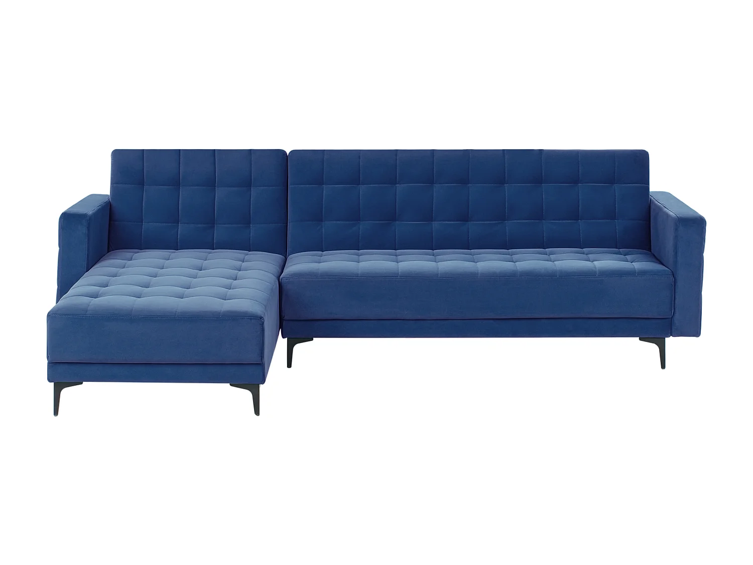 4-Sitzer Eckschlafsofa L-förmig rechts Samt blau gesteppt Aberdeen