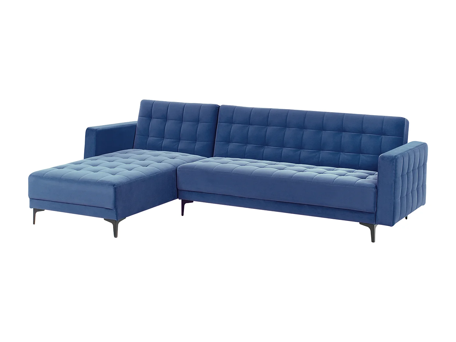 4-Sitzer Eckschlafsofa L-förmig rechts Samt blau gesteppt Aberdeen