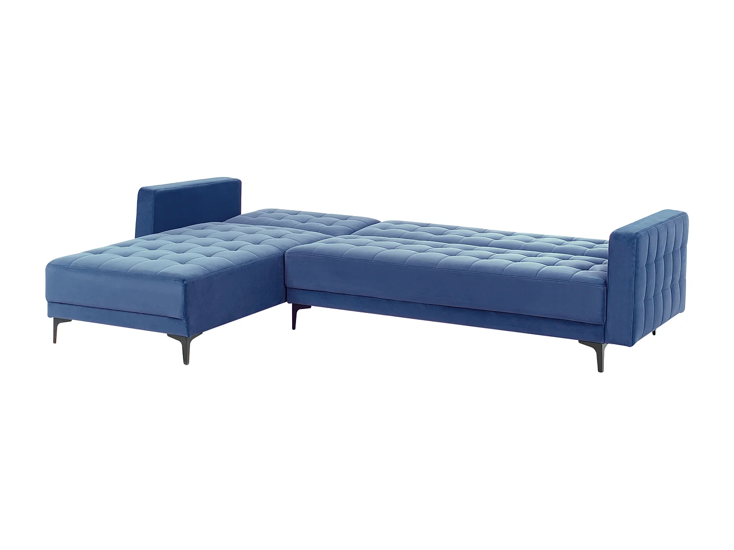 4-Sitzer Eckschlafsofa L-förmig rechts Samt blau gesteppt Aberdeen