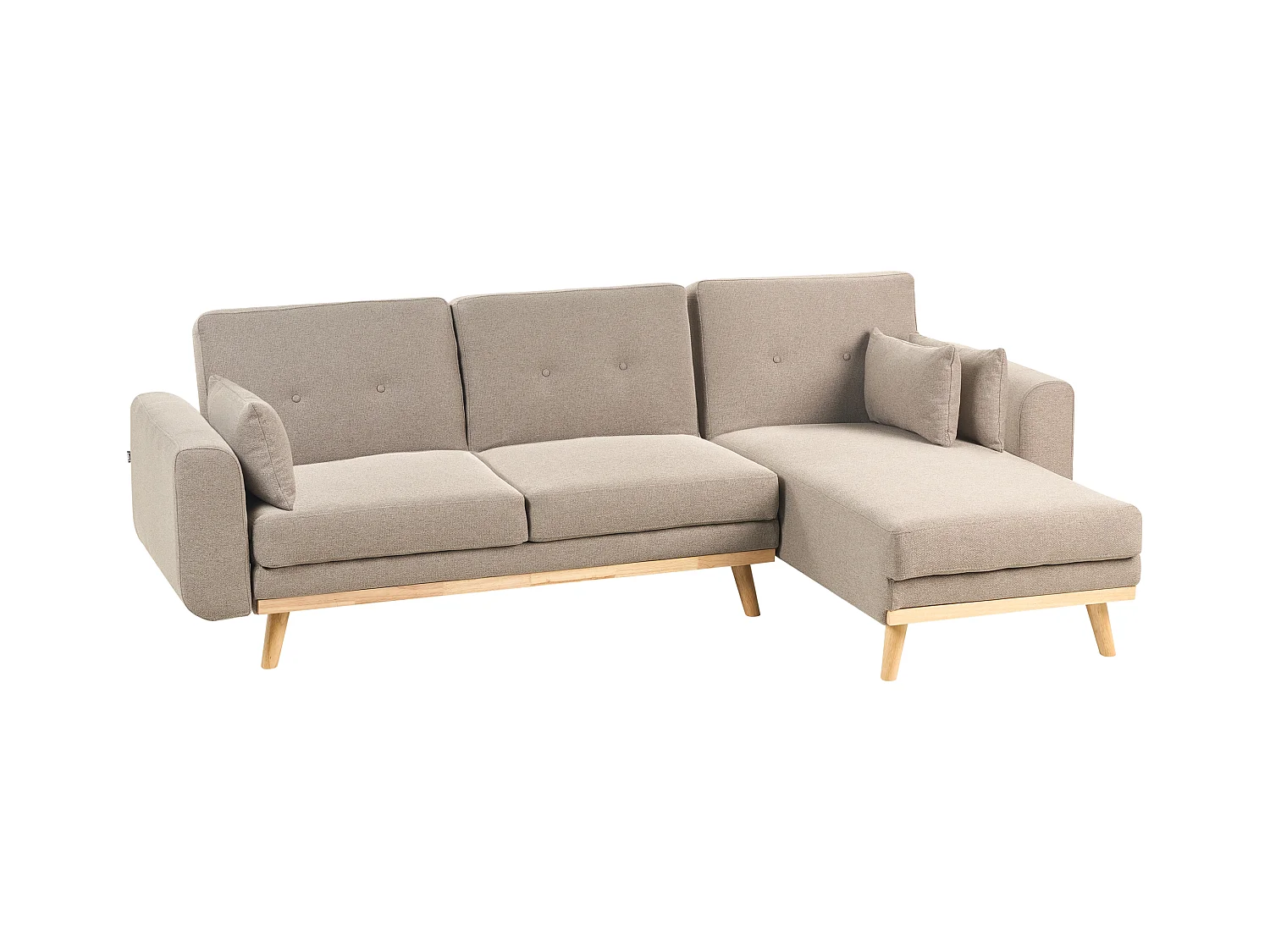 Narożnik rozkładany KAARINA Jasnobrązowy dla 3 osób Lewostronny