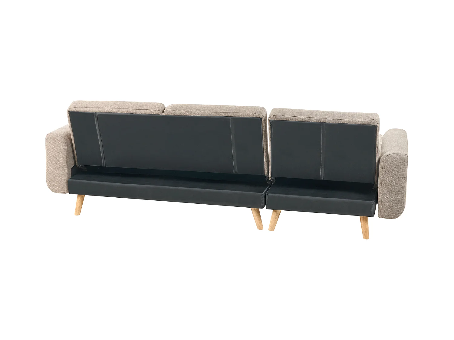 Canapé d'Angle à droite en Tissu Rembourré en Forme de L Convertible avec Coussins Marron Clair Kaarina