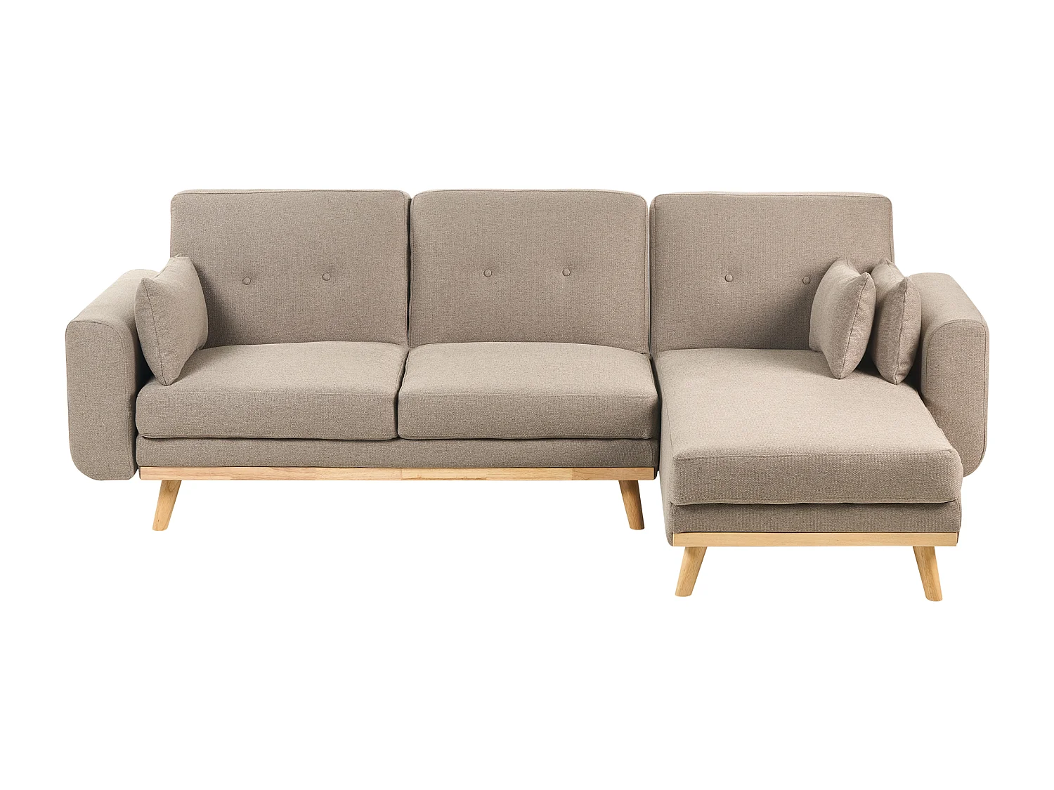 Canapé d'Angle à Gauche en Tissu Rembourré en Forme de L Convertible avec Coussins Marron Clair Kaarina