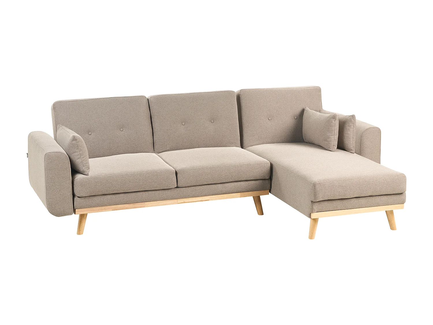 Canapé d'Angle à Gauche en Tissu Rembourré en Forme de L Convertible avec Coussins Marron Clair Kaarina