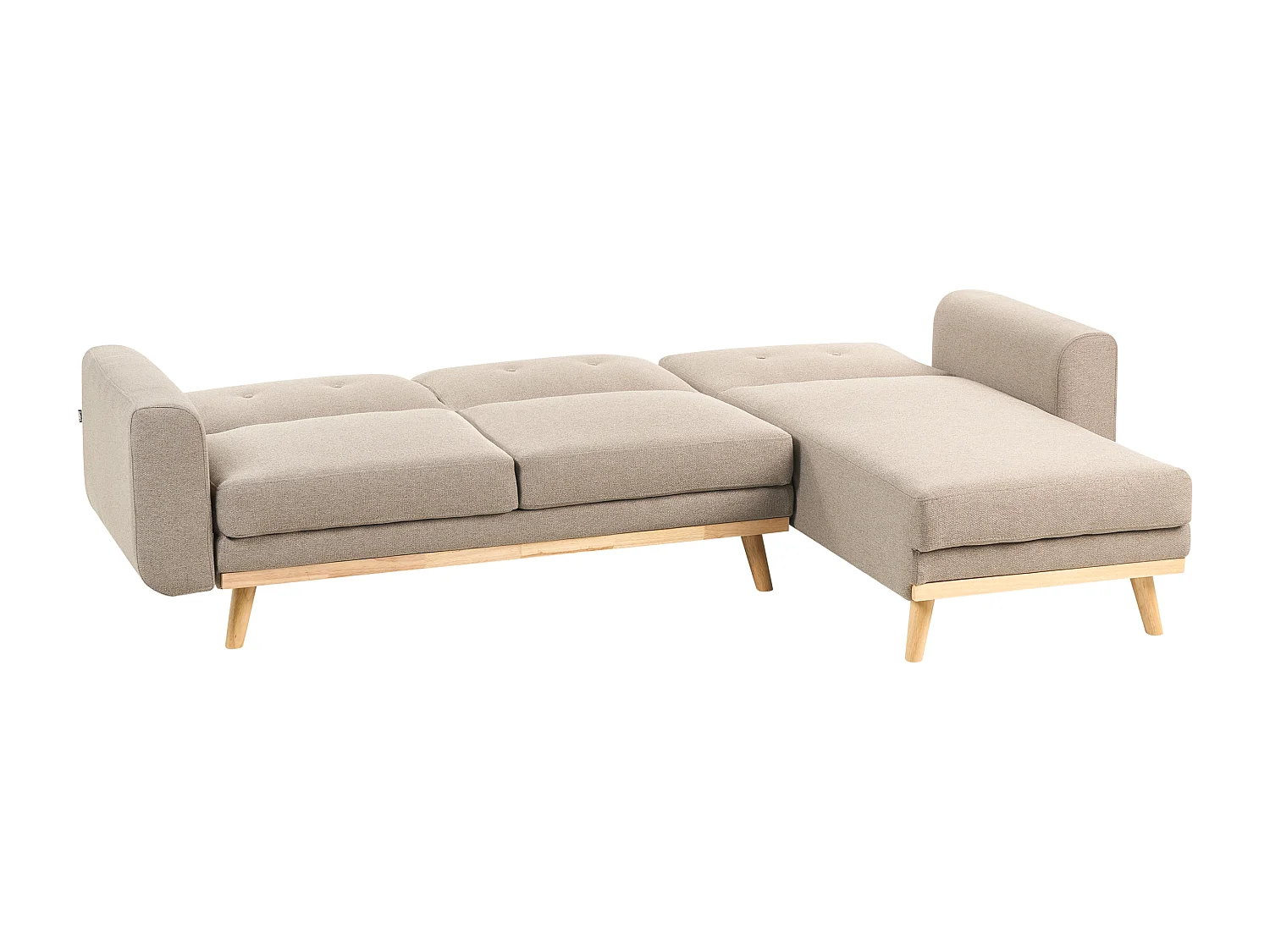 Canapé d'Angle à Gauche en Tissu Rembourré en Forme de L Convertible avec Coussins Marron Clair Kaarina