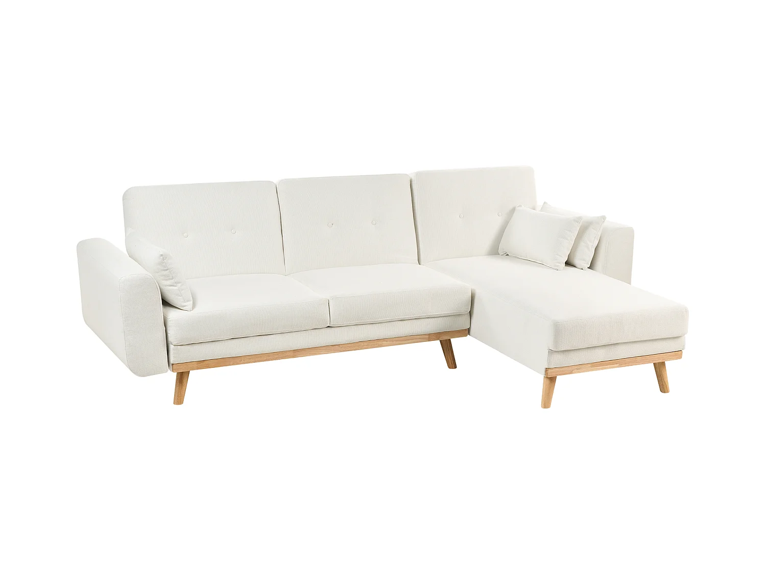 Hoekslaapbank KAARINA Stof Wit 3-zitter Linkerzijde