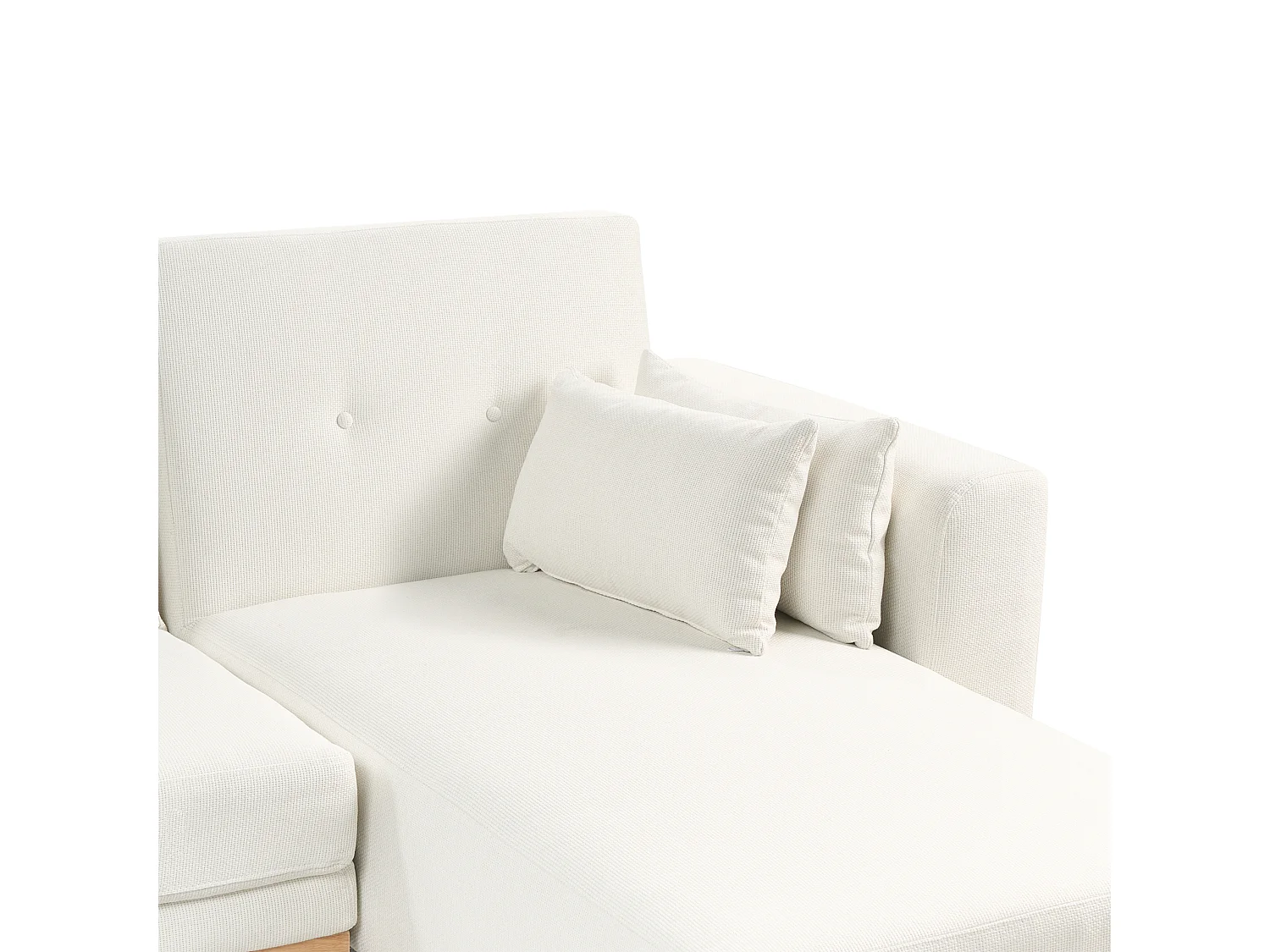 Canapé d'Angle à droite en Tissu Rembourré en Forme de L Convertible avec Coussins Blanc Kaarina