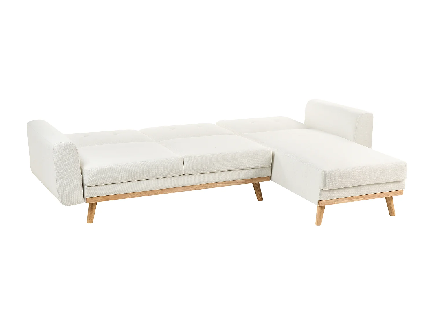 3-Sitzer Ecksofa Stoff weiß L-Form links mit Schlaffunktion 3 Kissen Kaarina