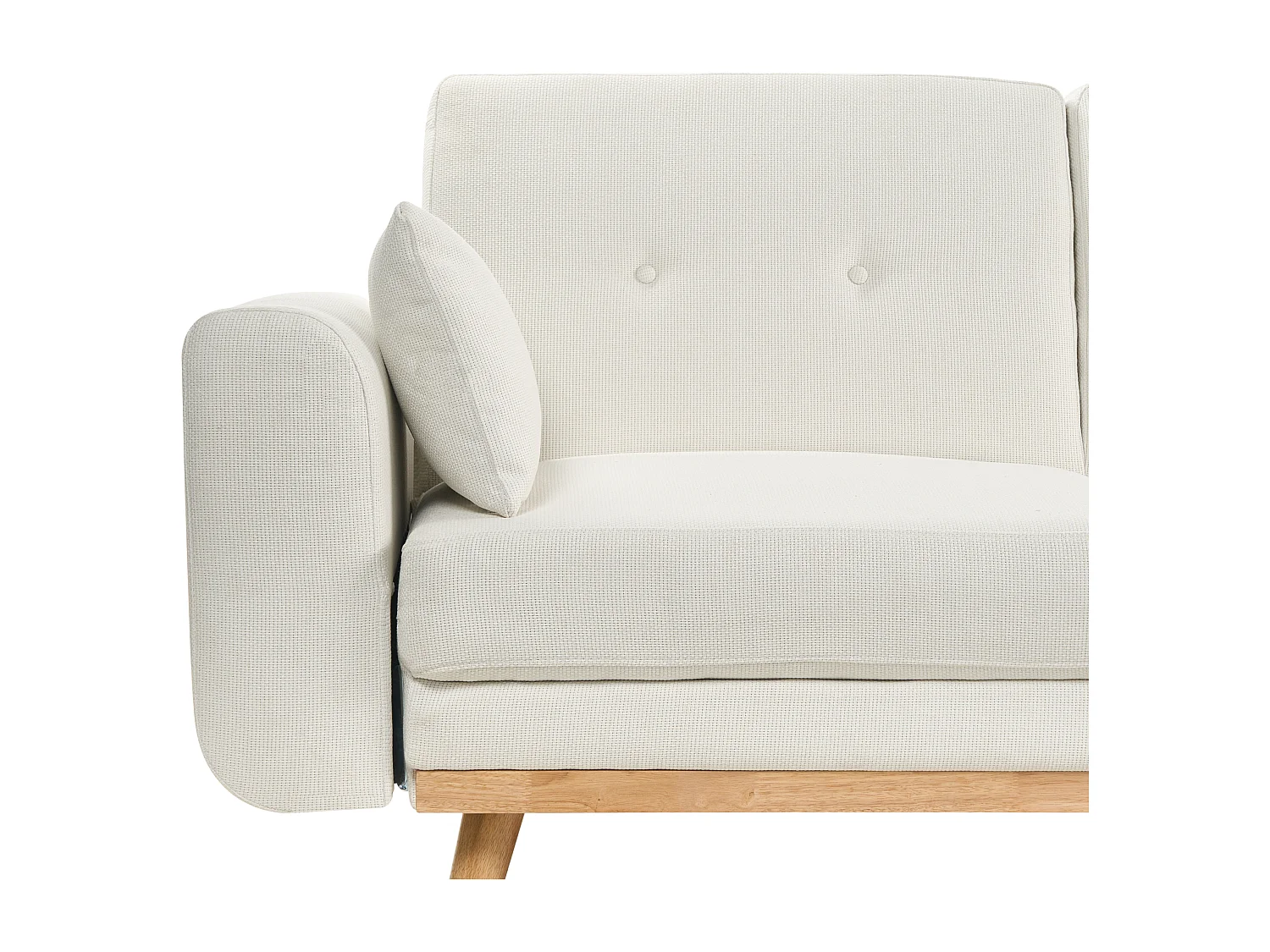 3-Sitzer Ecksofa Stoff weiß L-Form links mit Schlaffunktion 3 Kissen Kaarina