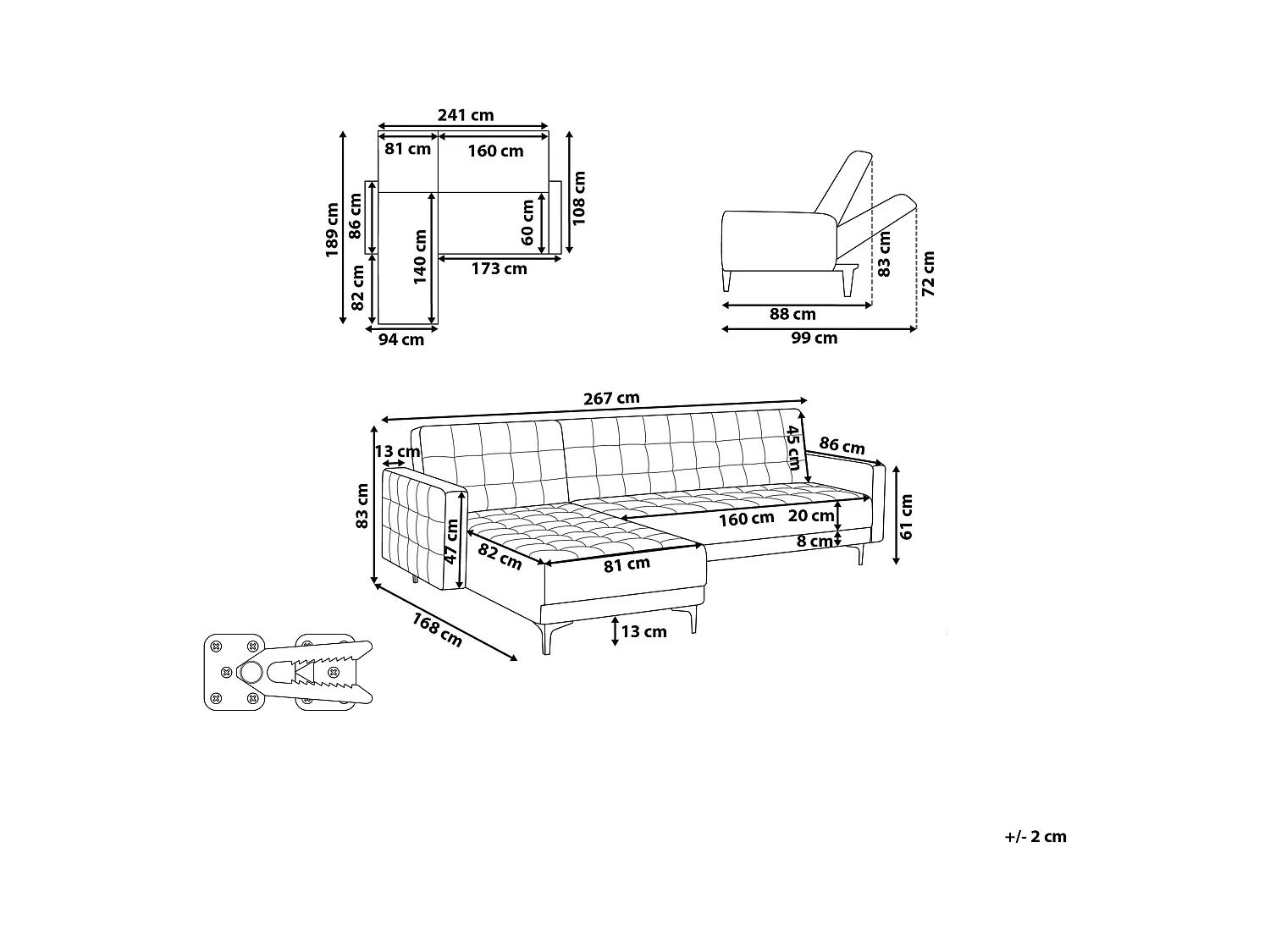 Modulaire hoekslaapbank ABERDEEN Fluweel Pastelroze 4-zitter Rechterzijde