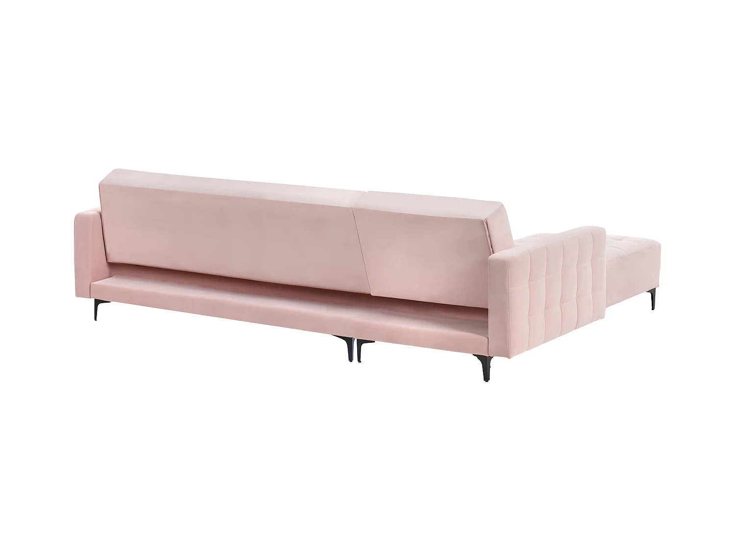 Canapé-Lit d'Angle à gauche 4 Places Dossier Réglable en Velours Rose Pastel Aberdeen