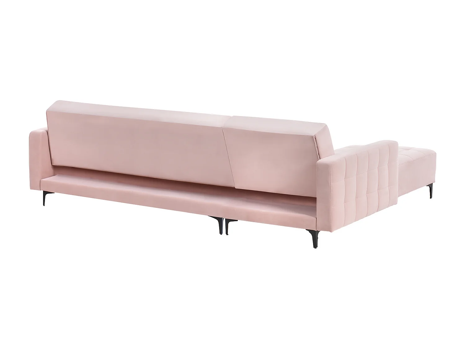 Canapé-Lit d'Angle à gauche 4 Places Dossier Réglable en Velours Rose Pastel Aberdeen