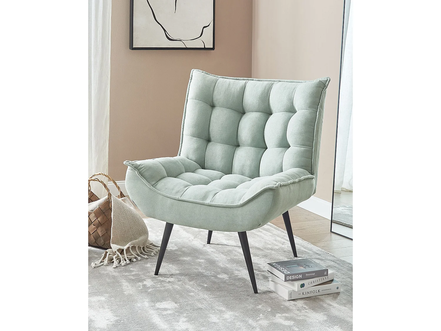 Fauteuil ALVESTA Tissu Vert menthe