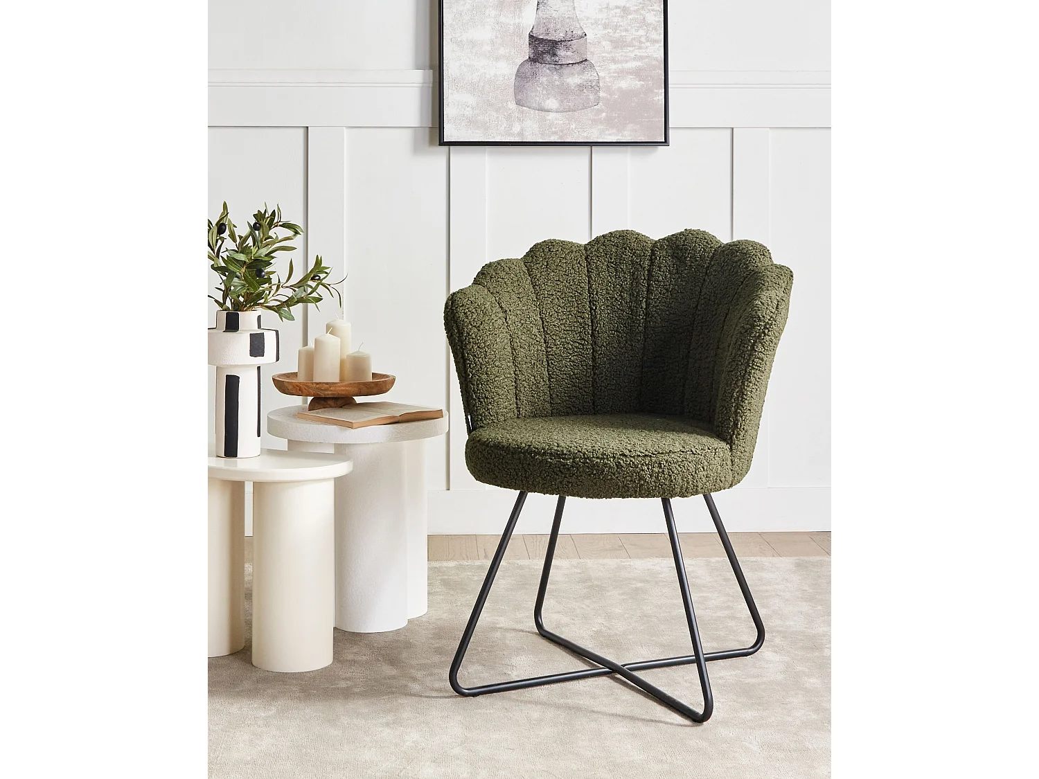 Fauteuil LOVELOCK Bouclé Vert foncé