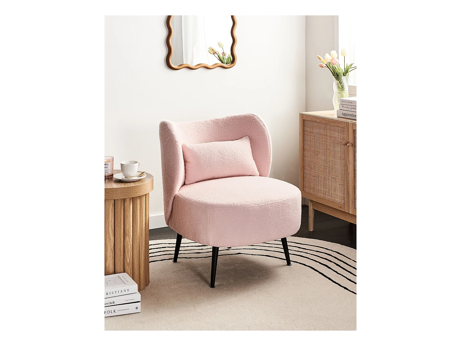 Sessel OTSBY II Bouclé Pastellrosa