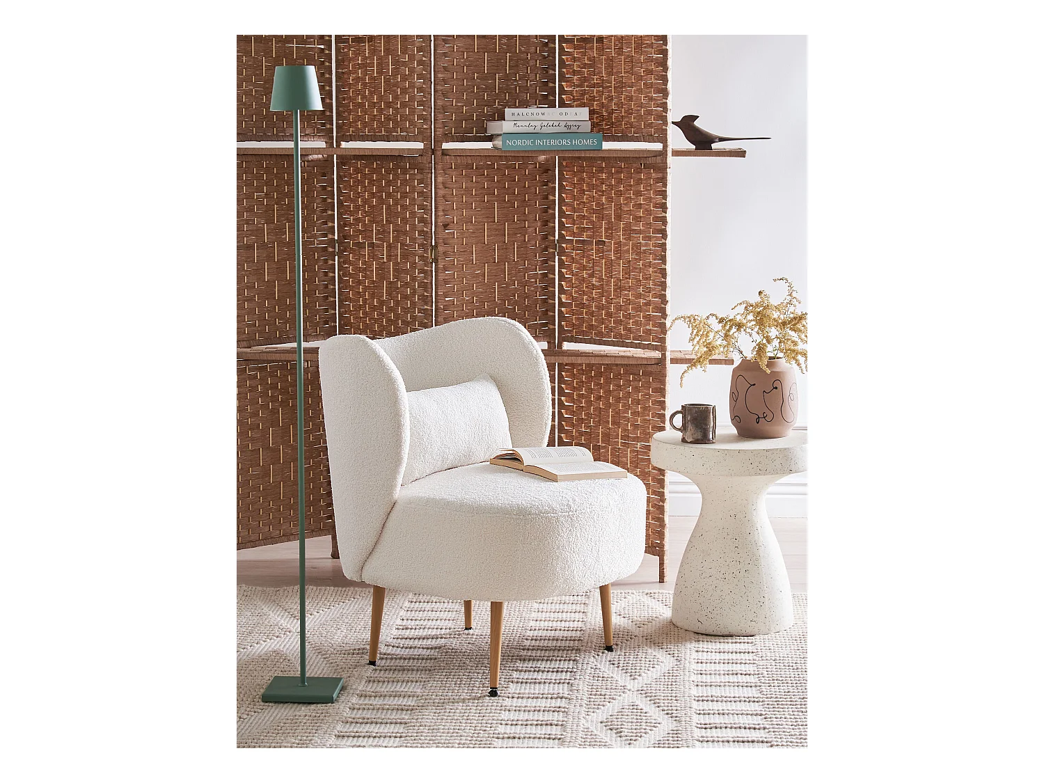 Fauteuil OTSBY II avec coussin Bouclé Blanc cassé