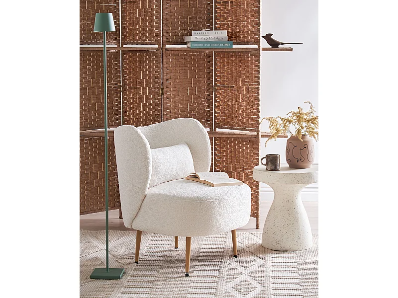 Fauteuil OTSBY II avec coussin Bouclé Blanc cassé