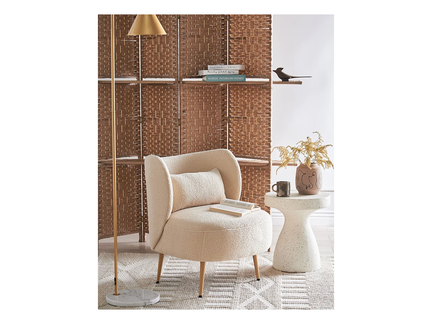 Fauteuil OTSBY II avec coussin Bouclé Beige