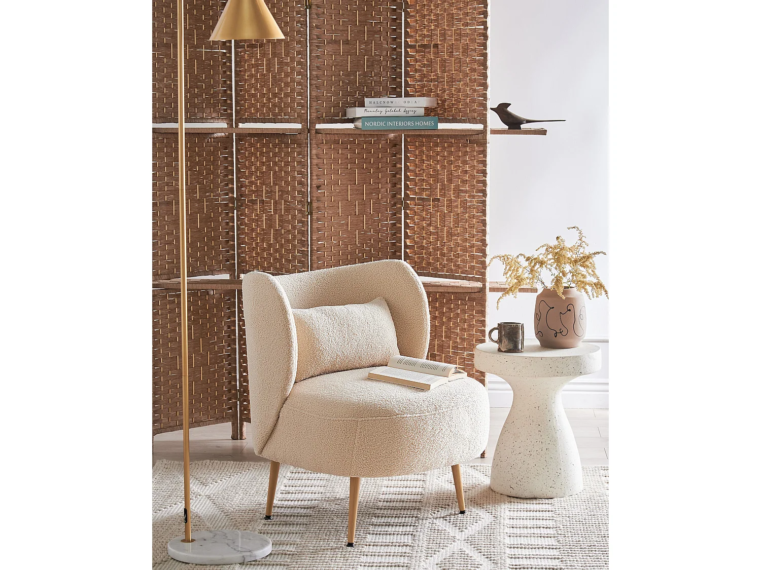 Fauteuil OTSBY II avec coussin Bouclé Beige