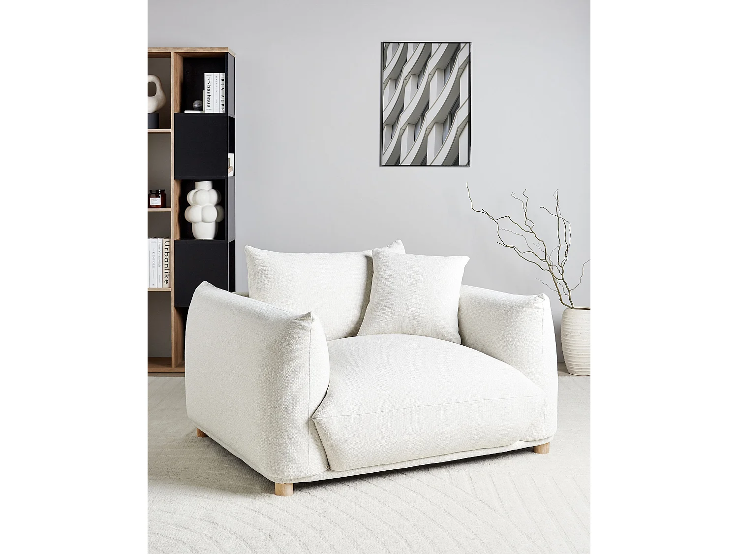 Fauteuil LUVOS Tissu Blanc cassé