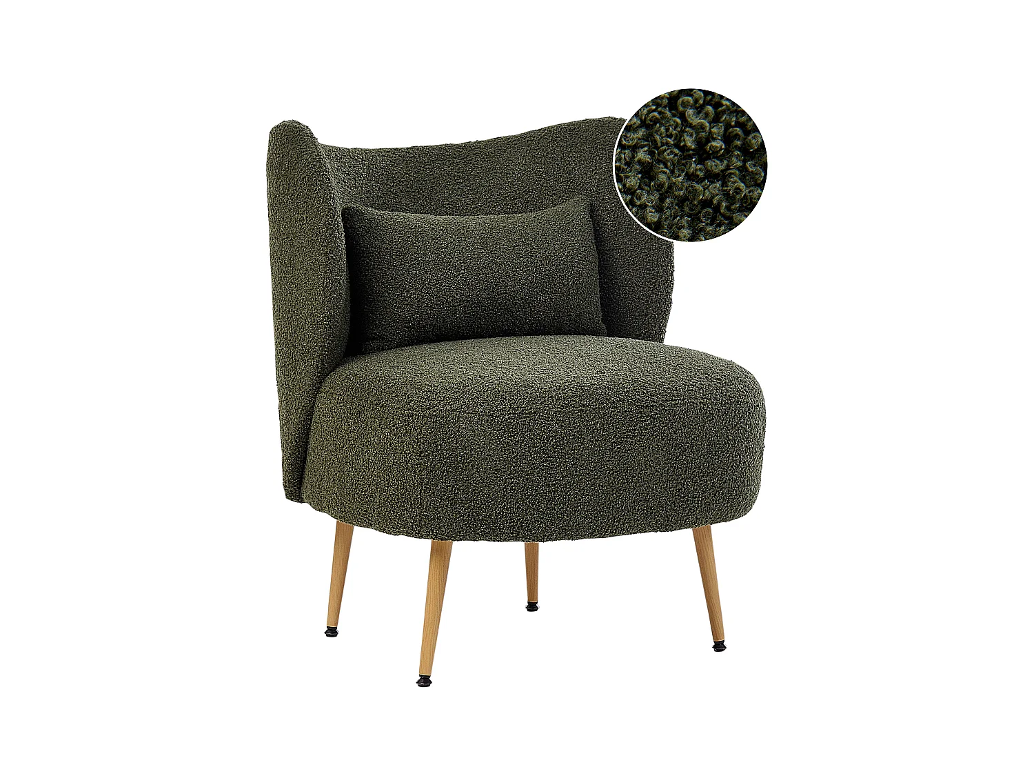 Fauteuil OTSBY II avec coussin Bouclé Vert foncé