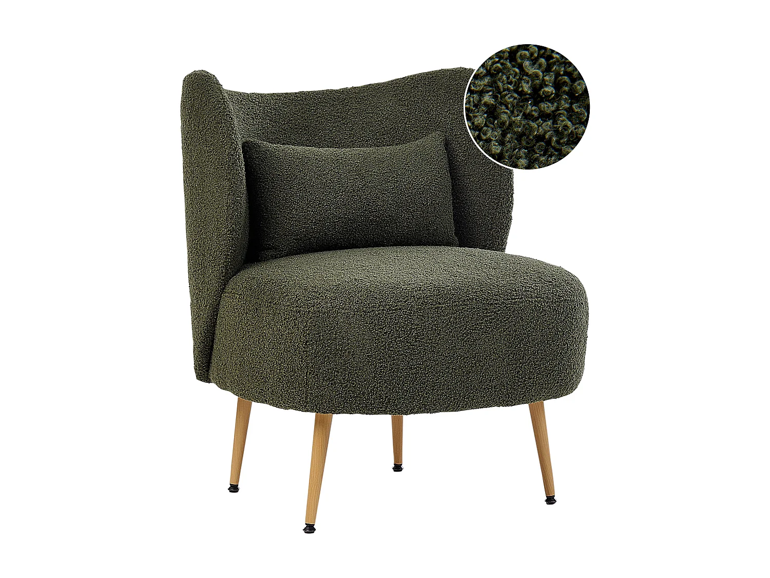 Fauteuil OTSBY II avec coussin Bouclé Vert foncé