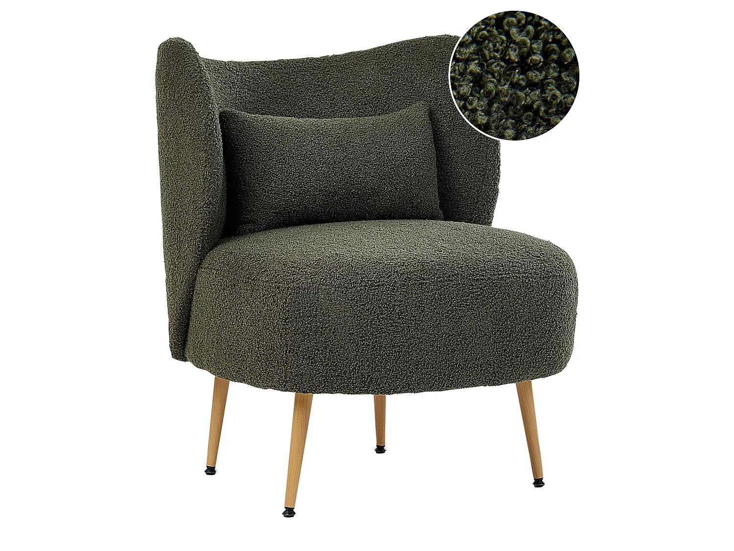 Fauteuil OTSBY II avec coussin Bouclé Vert foncé