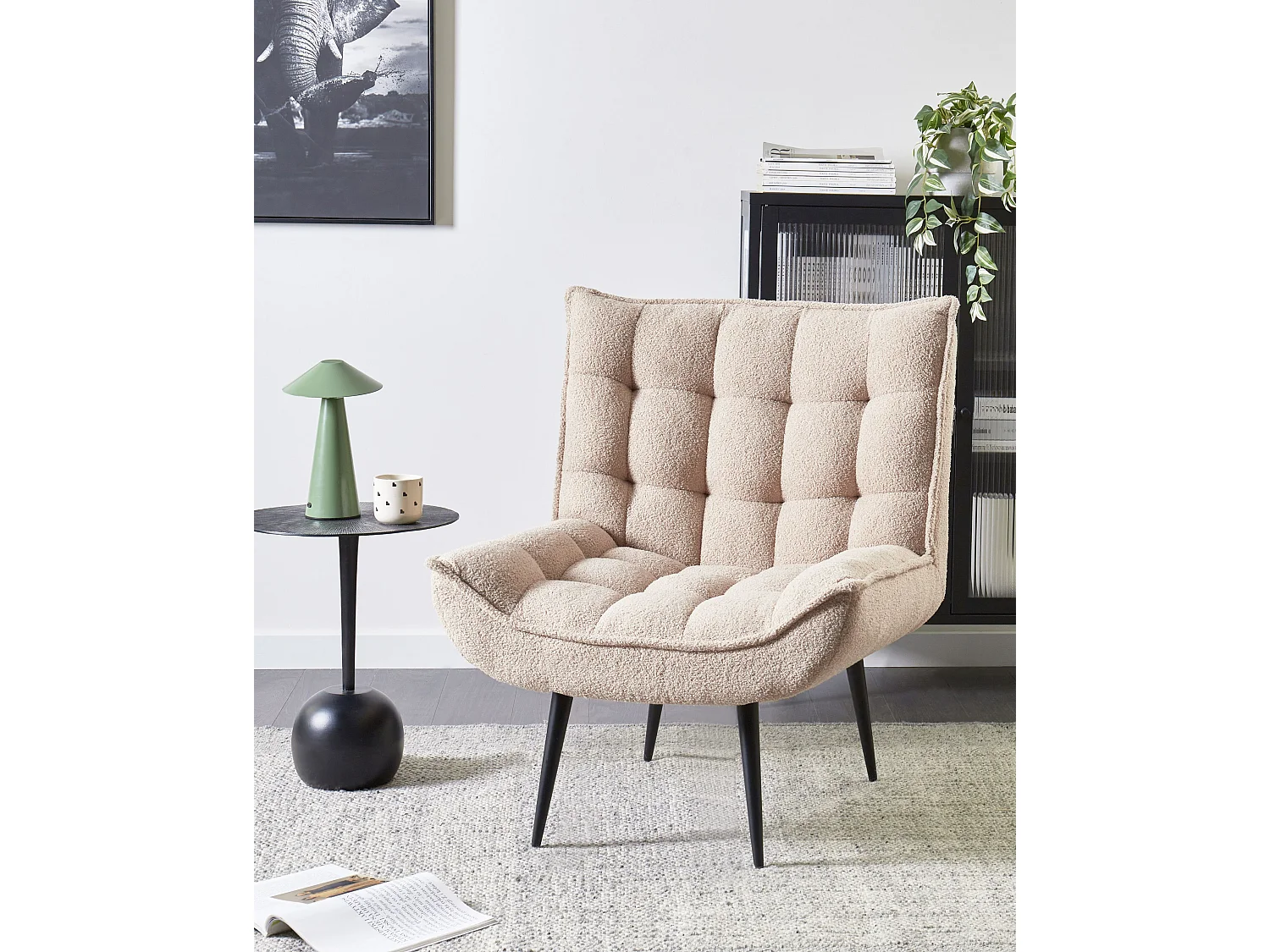 Fauteuil ALVESTA Bouclé Beige
