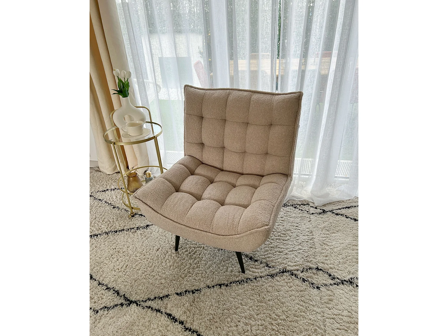 Fåtölj ALVESTA Bouclé Beige