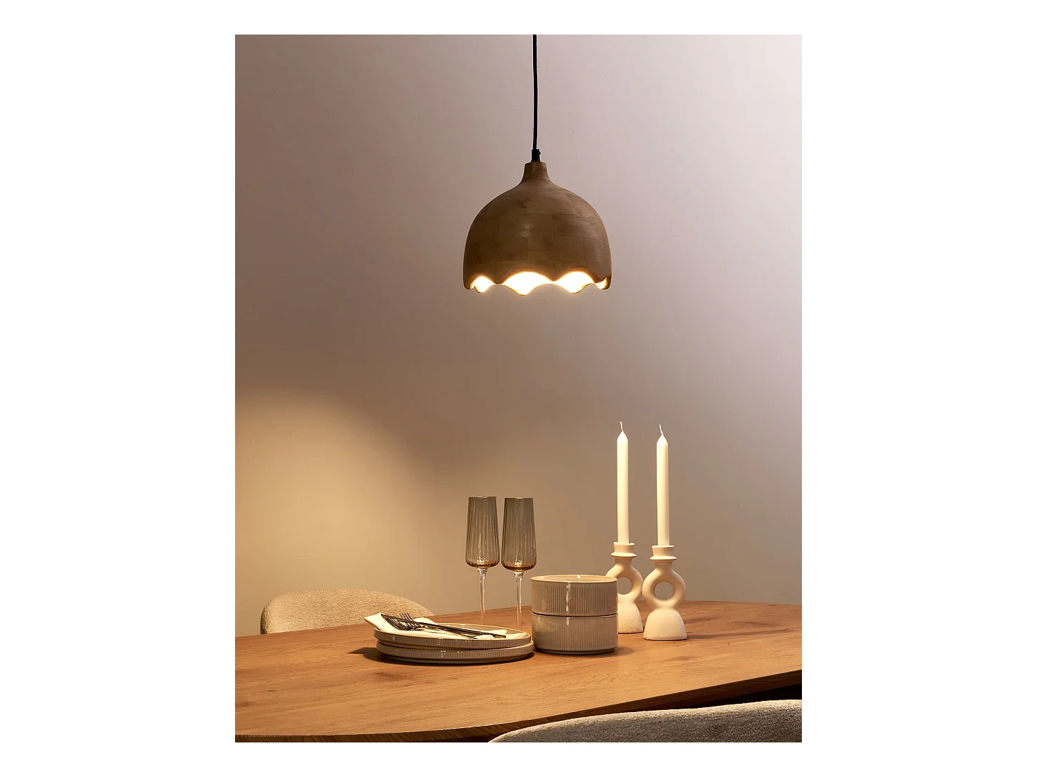 Lampe suspension GOMATI Bois de manguier Marron clair
