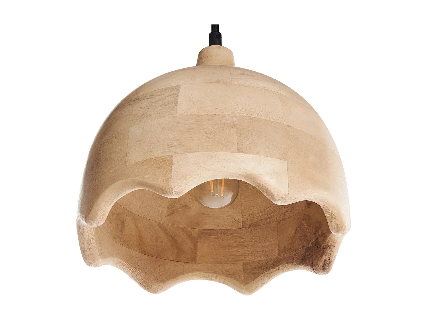 Hängelampe Mangoholz hell braun rundes Design modern Boho Stil Gomati