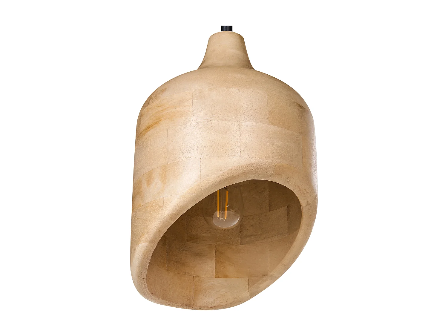 Hängelampe Mangoholz hell braun rundes Design modern Boho Stil Gomati