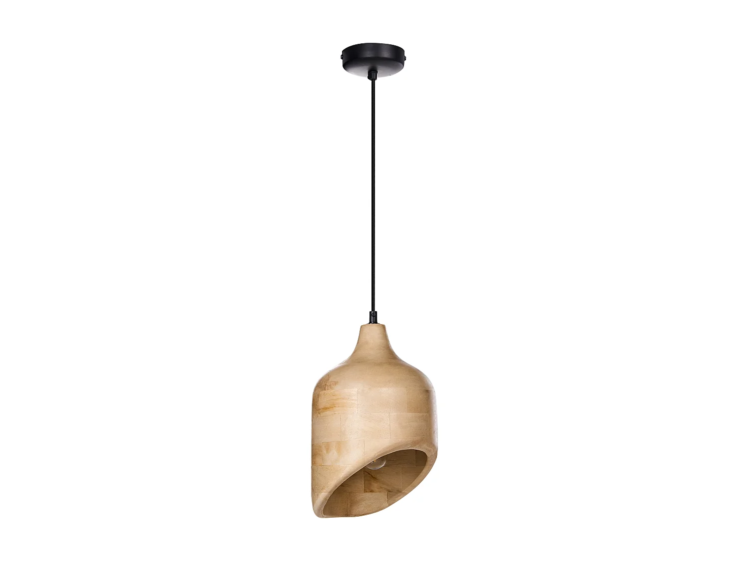 Hängelampe Mangoholz hell braun rundes Design modern Boho Stil Gomati