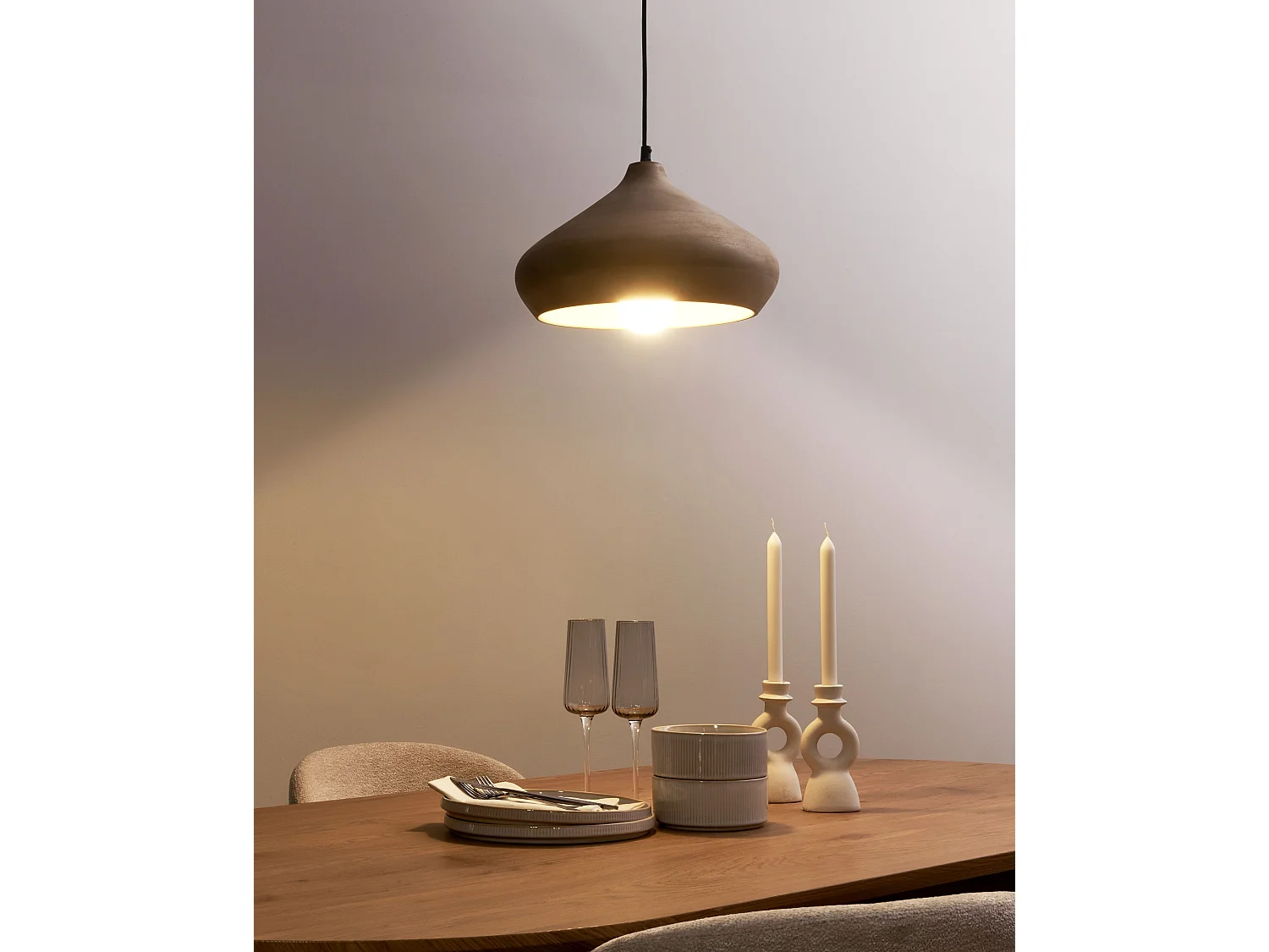 Lámpara colgante RAWI Madera de mango Marrón claro