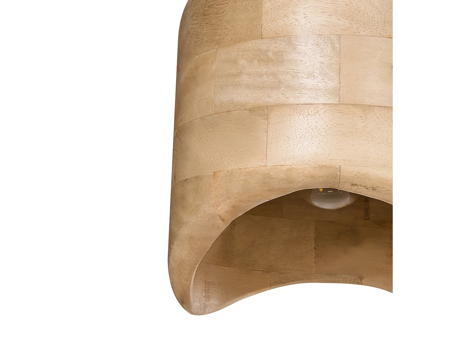 Hängelampe Mangoholz hell braun rundes Design modern Boho Stil Pandu